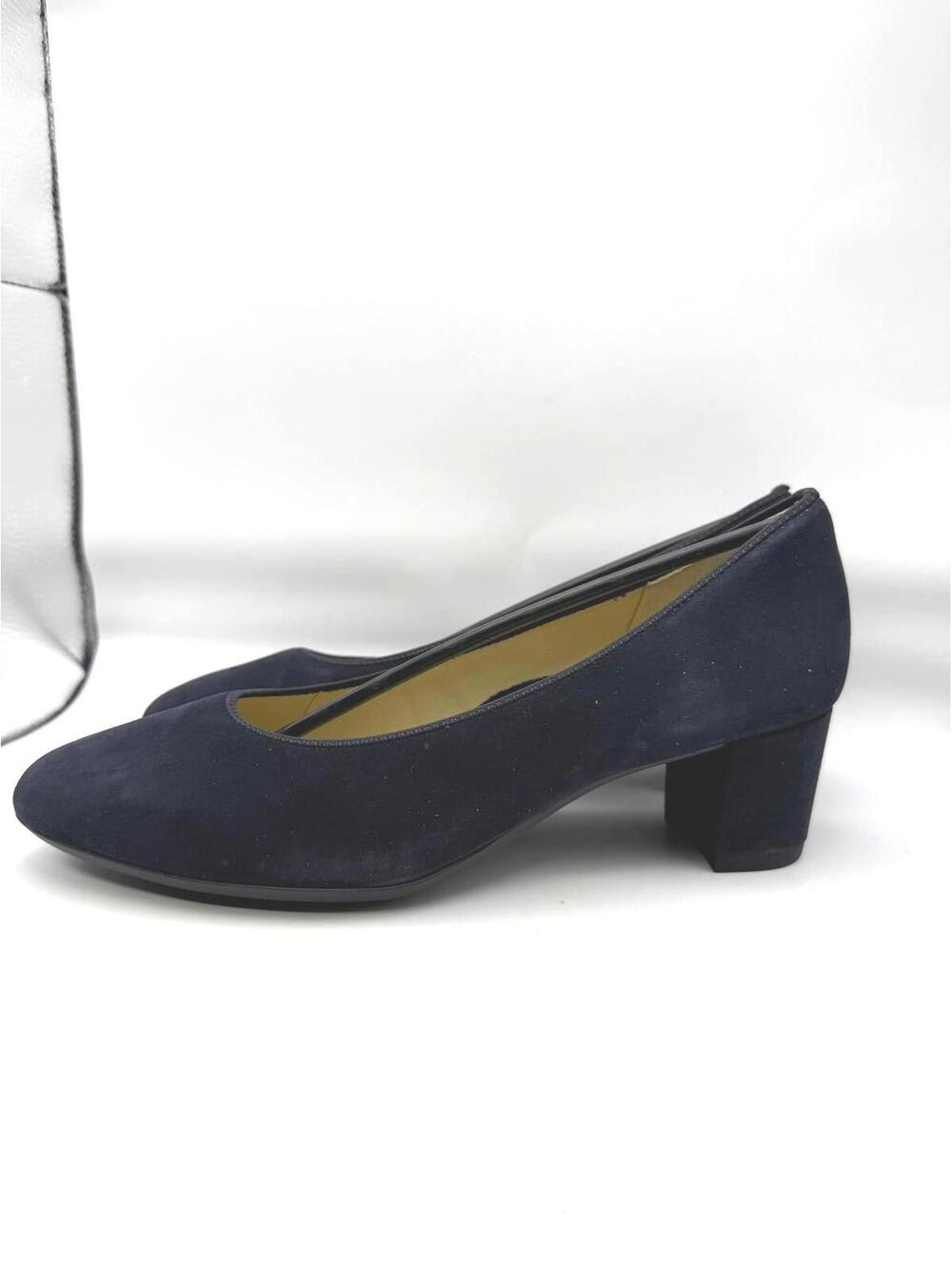 Ara Navy Suede Low Block Heel Pumps